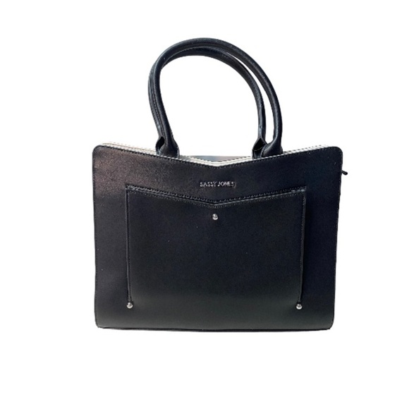 NWT Sassy Jones Charell Black and White Accordion Pleated Satchel - Picture 2 of 13